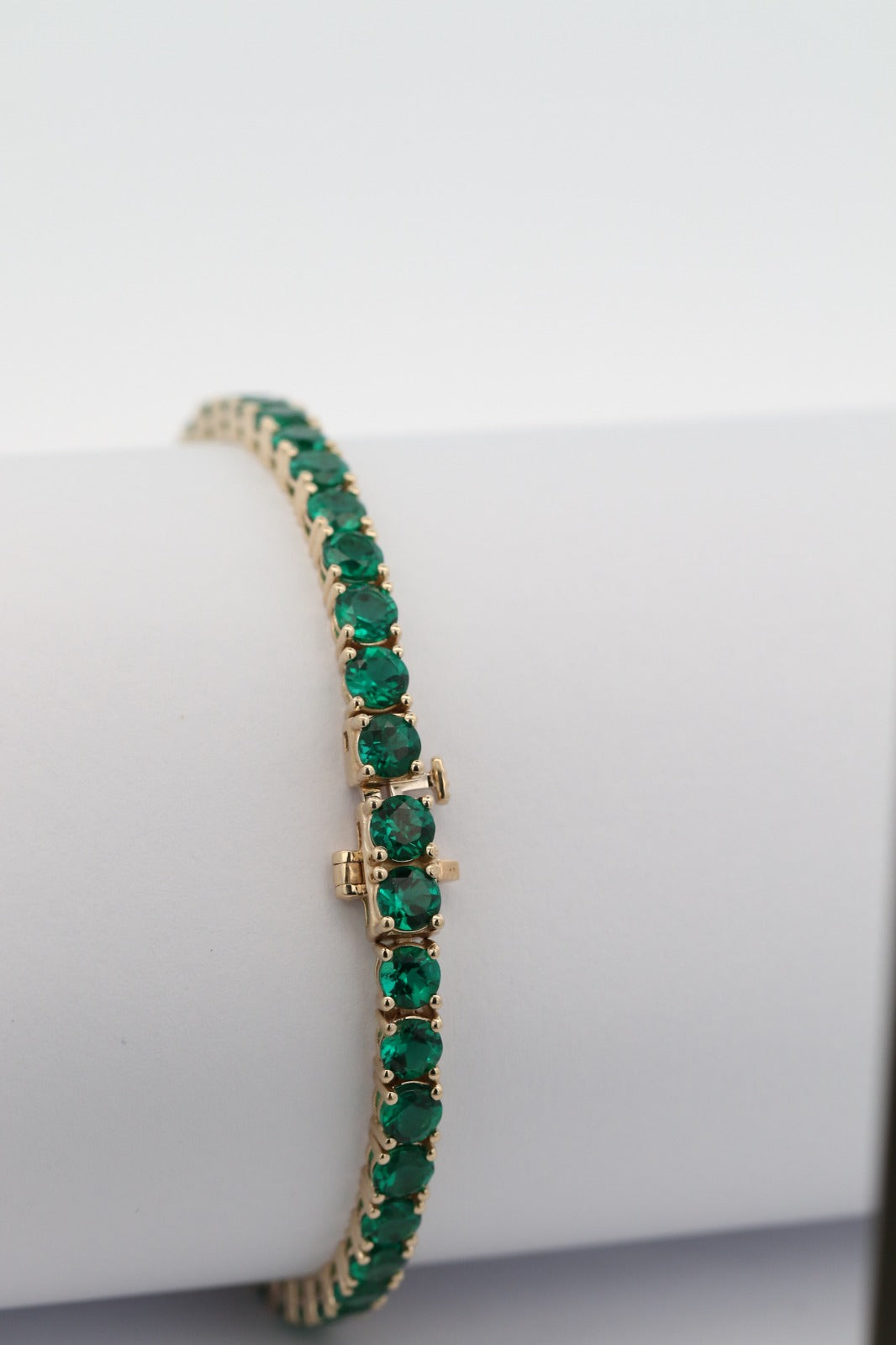 Reverra 14K Gold Round Gemstone Fancy Tennis Bracelet For Women CTTW-6
