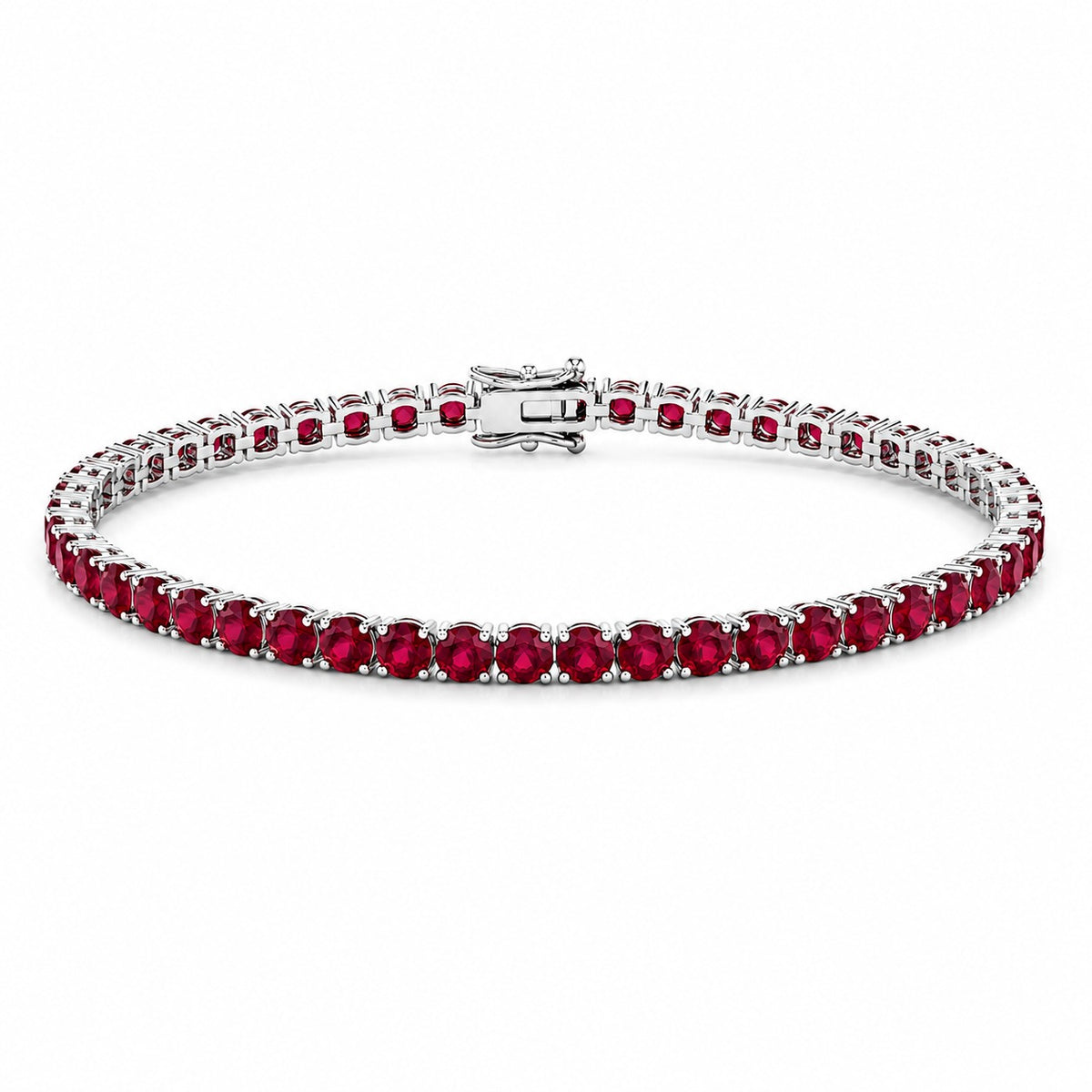Reverra 14K Gold Round Gemstone Fancy Tennis Bracelet For Women CTTW-6
