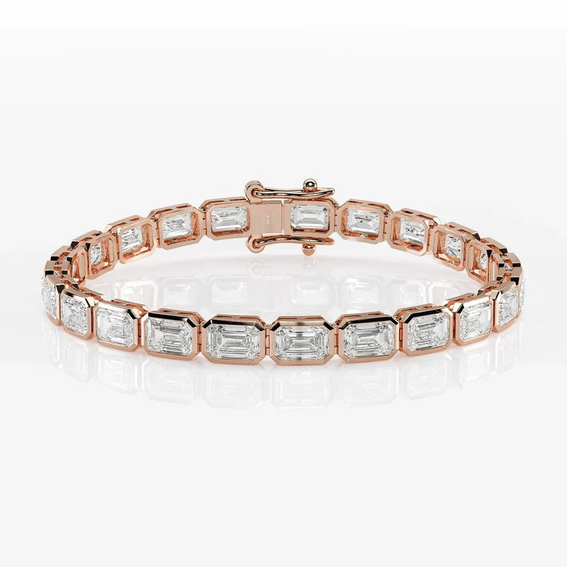 Reverra 14K Gold Lab Grown Diamond East-To-West Bezel Bracelet for Women, CTTW-5.1