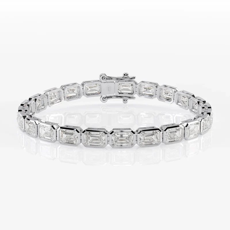 Reverra 14K Gold Lab Grown Diamond East-To-West Bezel Bracelet for Women, CTTW-5.1