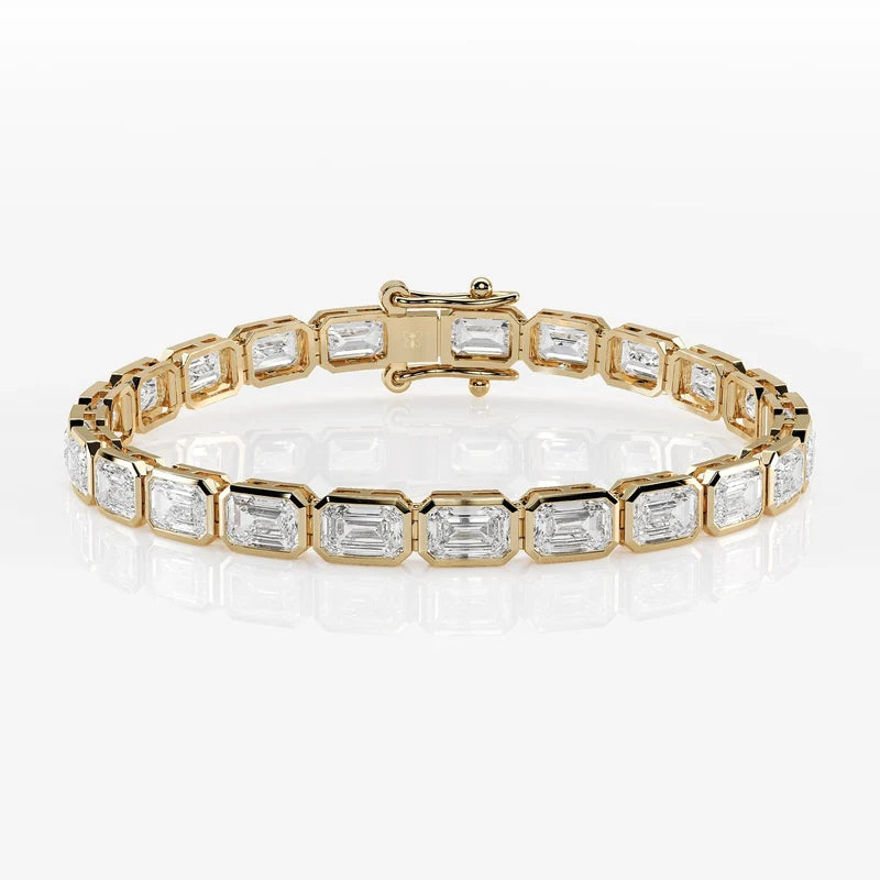 Reverra 14K Gold Lab Grown Diamond East-To-West Bezel Bracelet for Women, CTTW-5.1