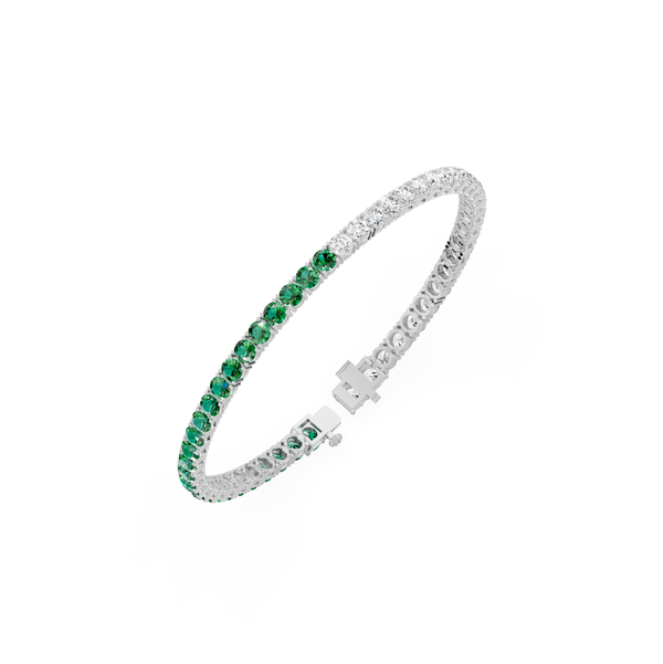 Reverra 14K Round Lab Grown Diamond With Half Colored Diamond Tennis Bracelet