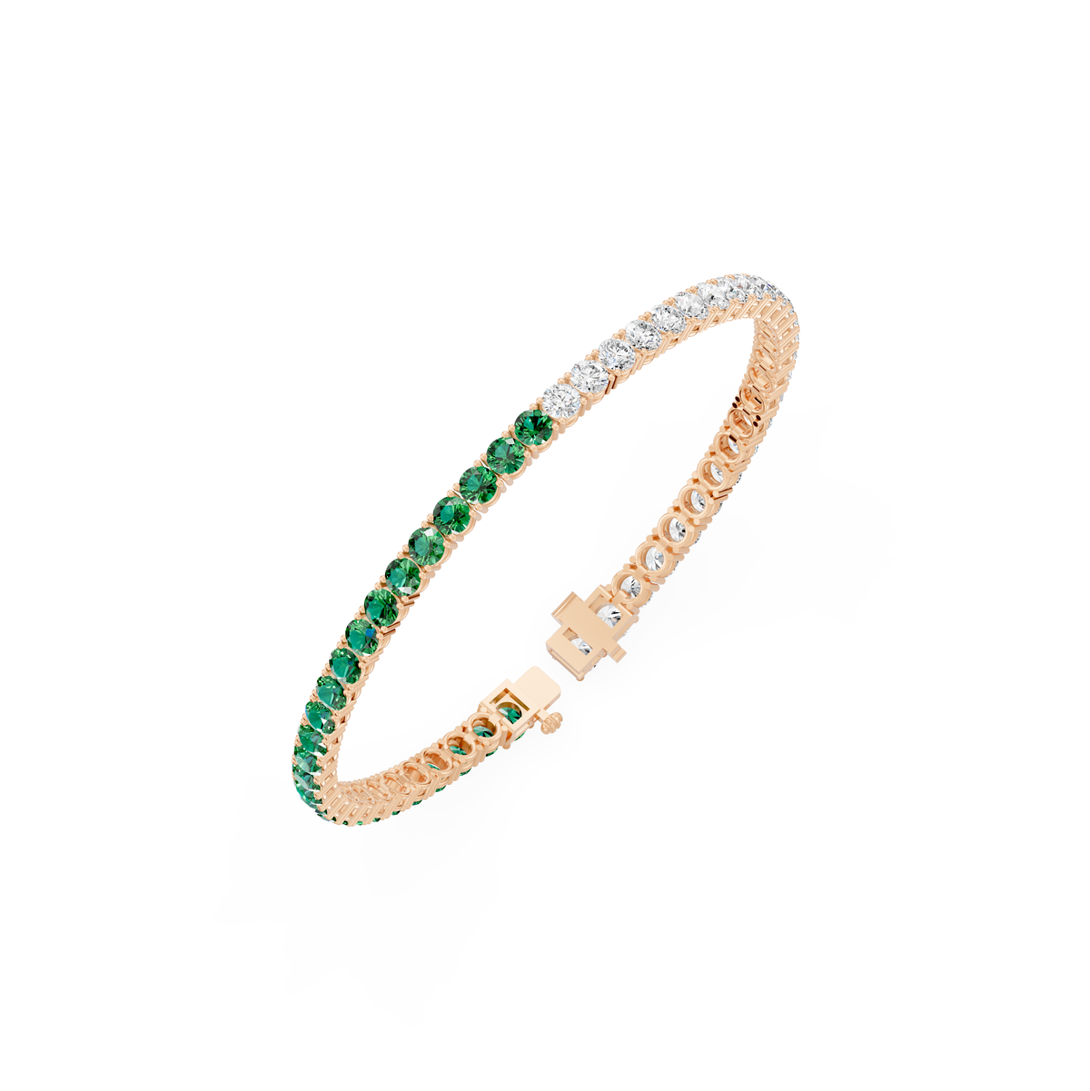 Reverra 14K Round Lab Grown Diamond With Half Colored Diamond Tennis Bracelet