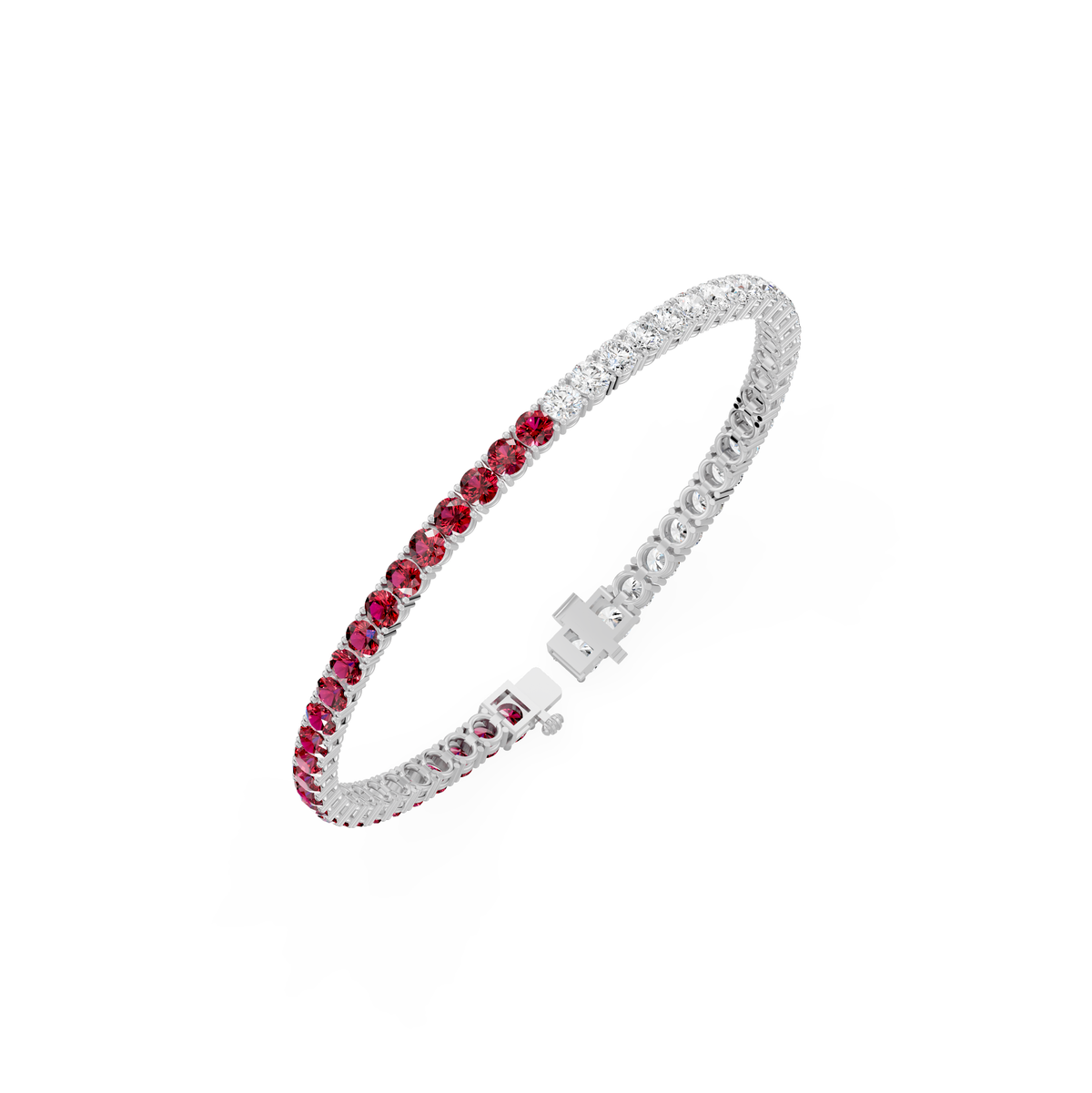 Reverra 14K Round Lab Grown Diamond With Half Colored Diamond Tennis Bracelet