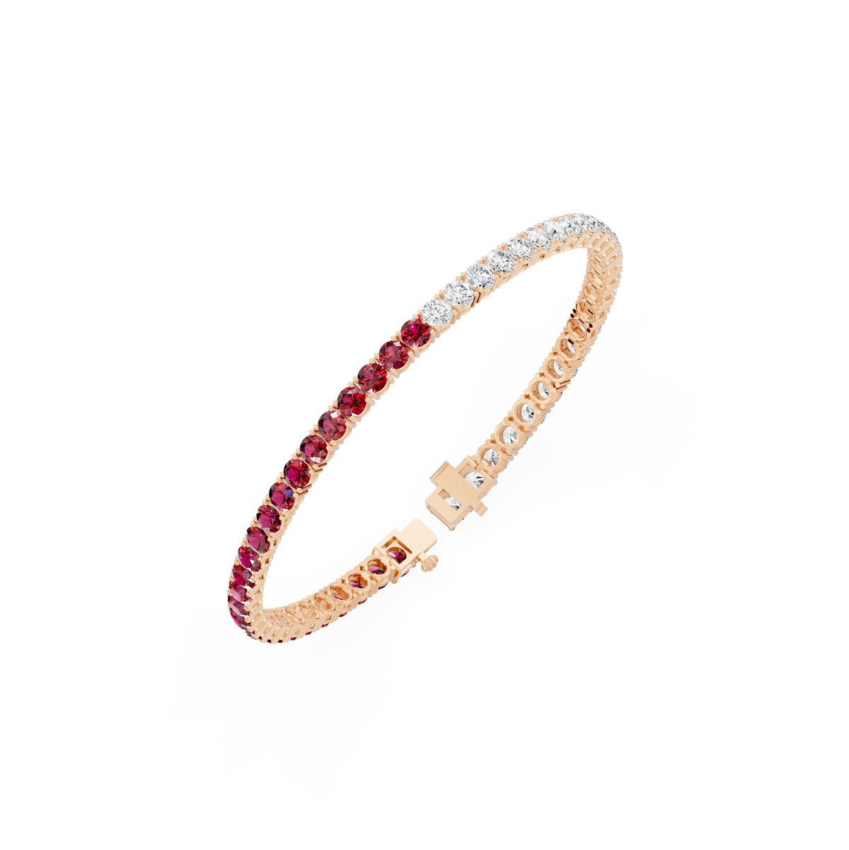 Reverra 14K Round Lab Grown Diamond With Half Colored Diamond Tennis Bracelet
