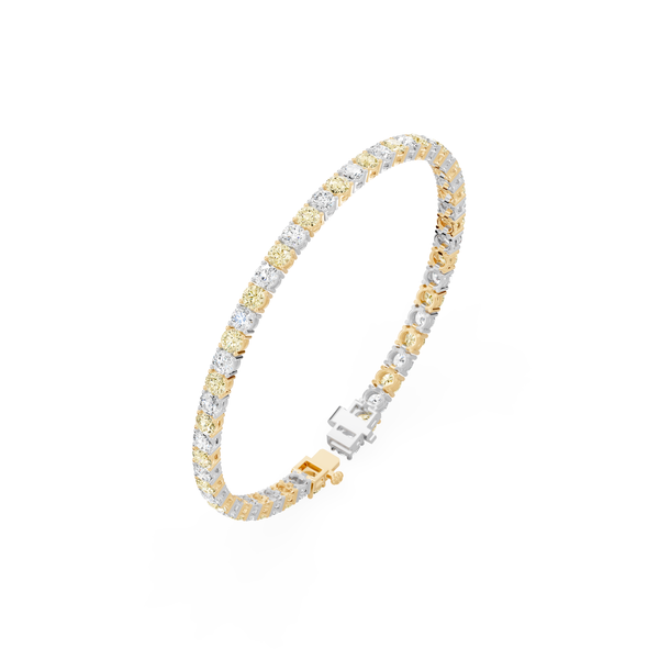 Reverra 14K Gold Round Lab Grown Diamond Yellow & White Alternating Tennis Bracelet