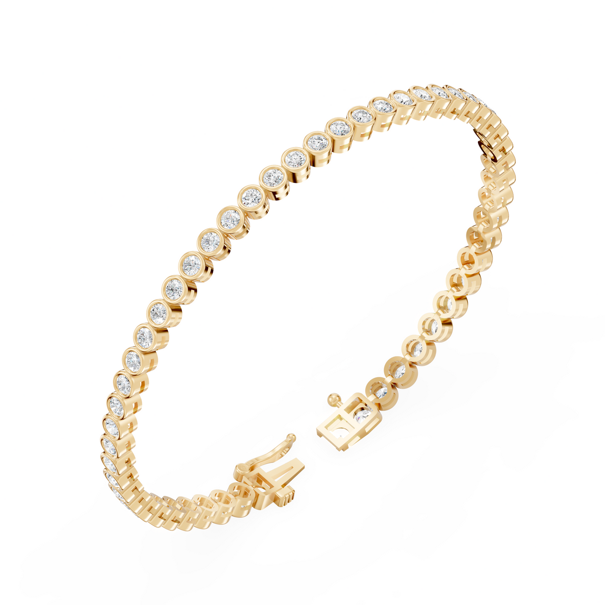 Reverra 14K Gold Round Lab Grown Diamond Morgan Bezal Set Tennis Bracelet