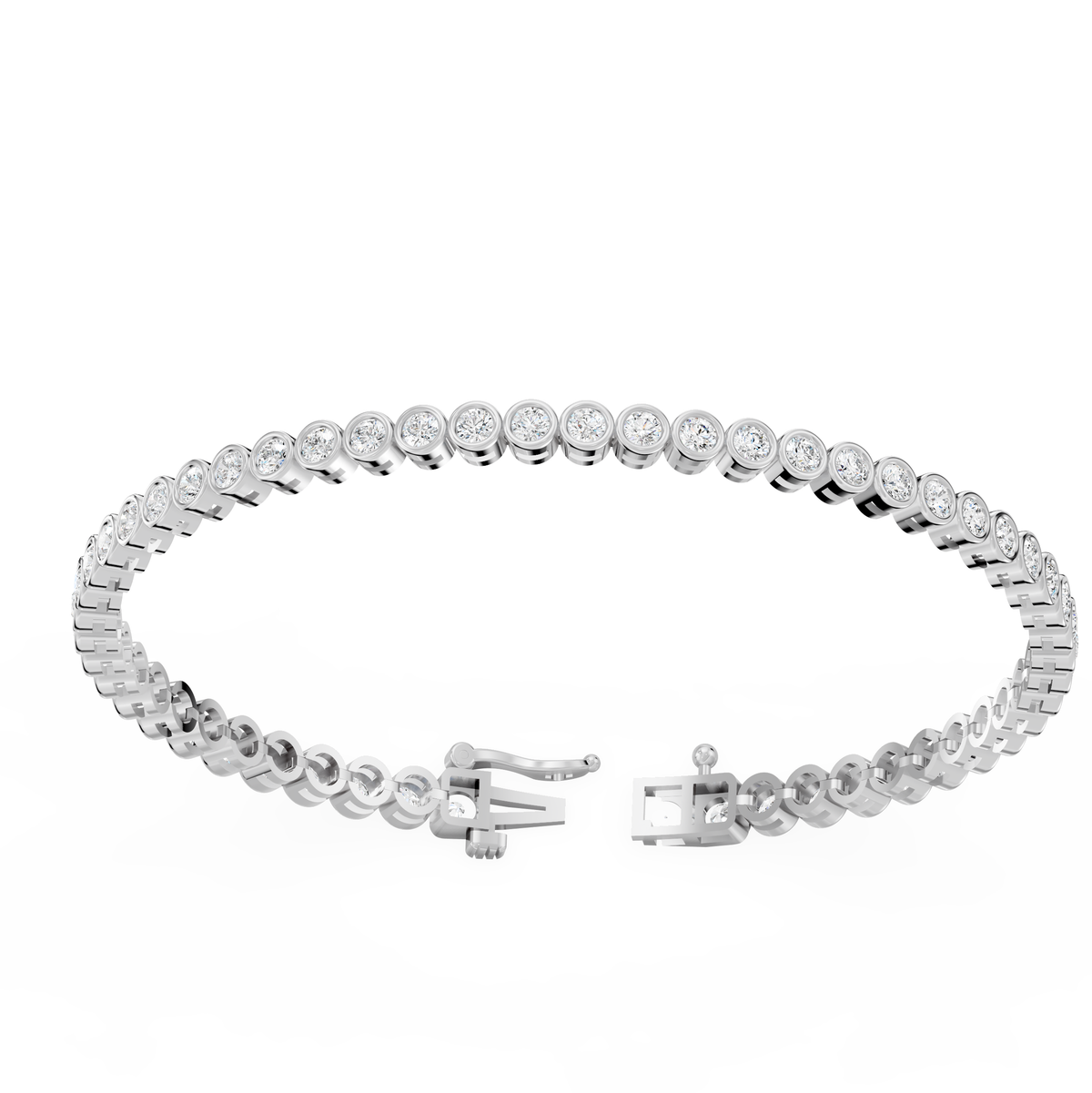 Reverra 14K Gold Round Lab Grown Diamond Morgan Bezal Set Tennis Bracelet