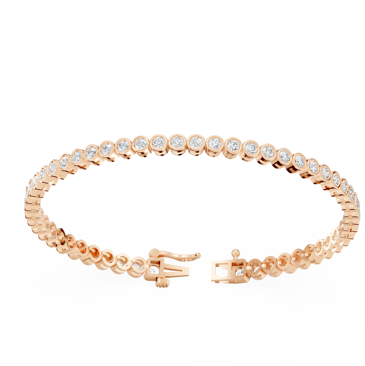 Reverra 14K Gold Round Lab Grown Diamond Morgan Bezal Set Tennis Bracelet