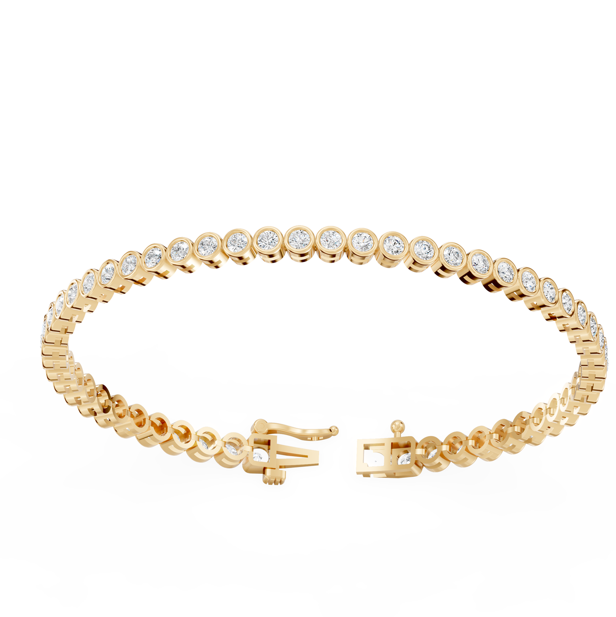 Reverra 14K Gold Round Lab Grown Diamond Morgan Bezal Set Tennis Bracelet