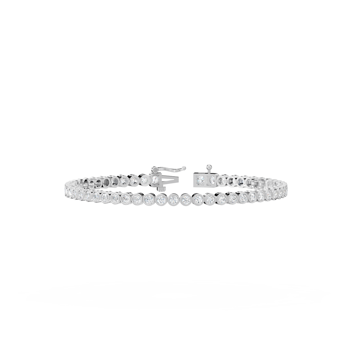 Reverra 14K Gold Round Lab Grown Diamond Morgan Bezal Set Tennis Bracelet