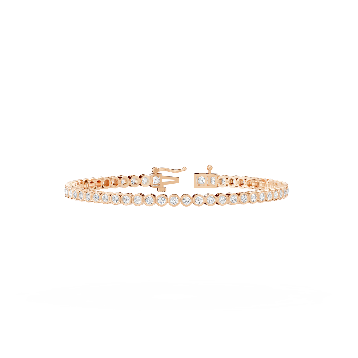 Reverra 14K Gold Round Lab Grown Diamond Morgan Bezal Set Tennis Bracelet