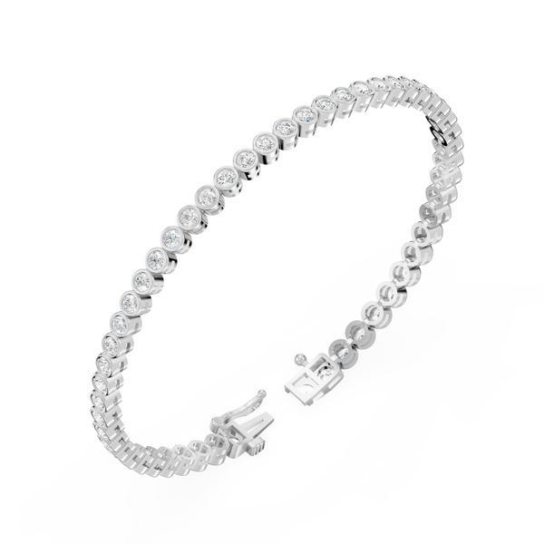 Reverra 14K Gold Round Lab Grown Diamond Morgan Bezal Set Tennis Bracelet