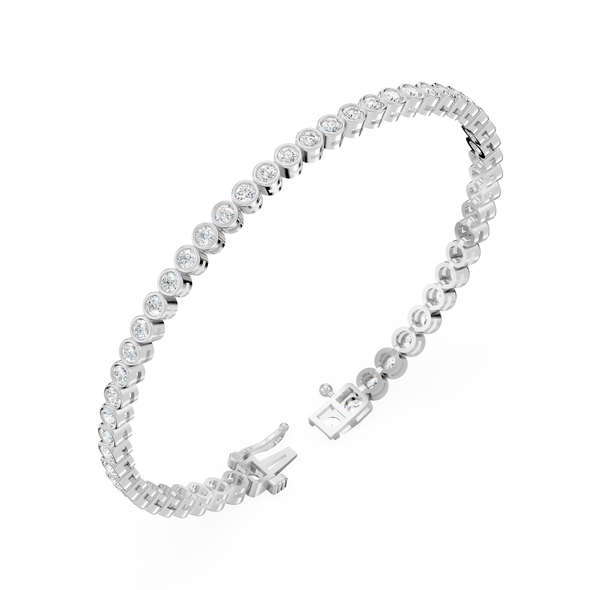 Reverra 14K Gold Round Lab Grown Diamond Morgan Bezal Set Tennis Bracelet