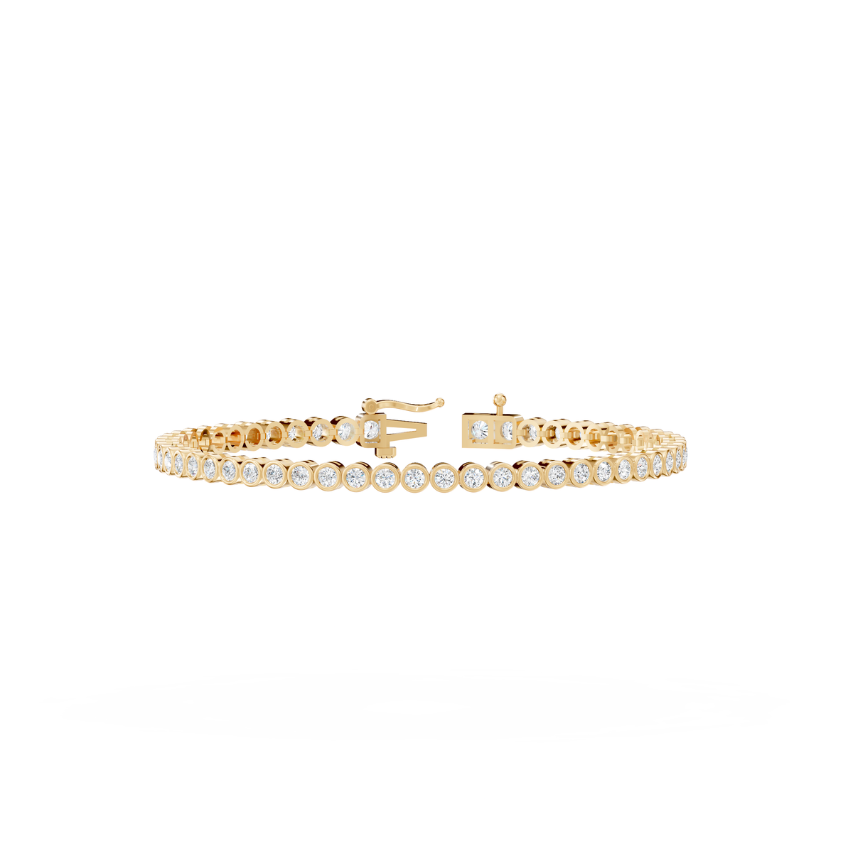 Reverra 14K Gold Round Lab Grown Diamond Morgan Bezal Set Tennis Bracelet