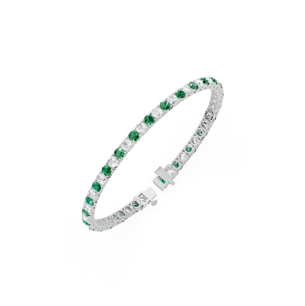 Reverra 14K Gold Round Lab Grown Diamond & Alternating Colored Diamond Tennis Bracelet