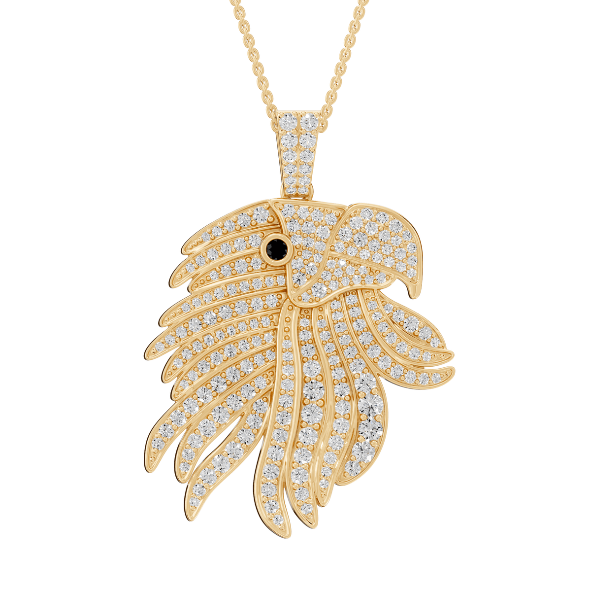 Riley Round Lab Grown Diamond Harpy Eagle Shape Halloween Pendant Necklace - Reverra Jewels Inc.