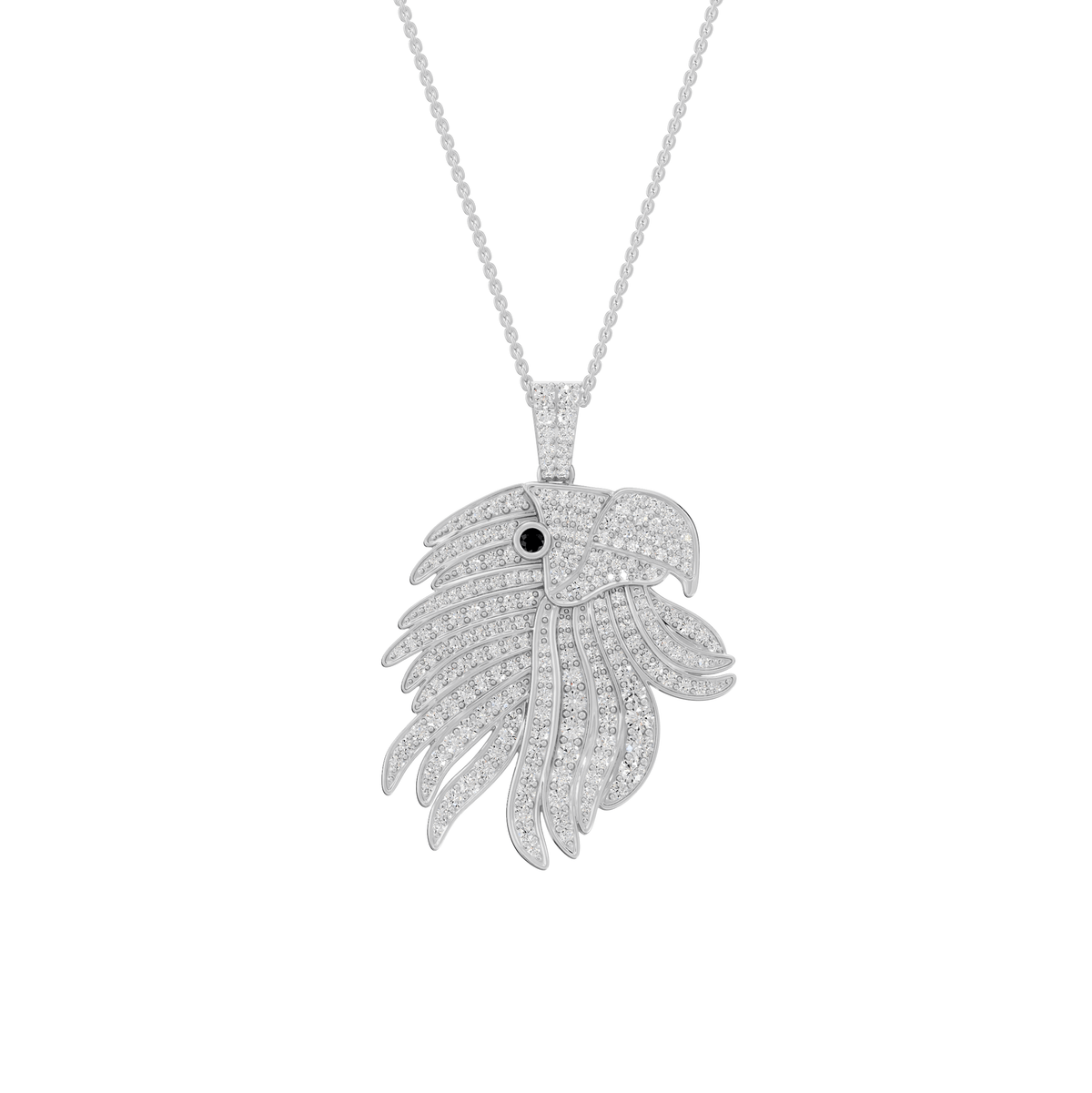 Riley Round Lab Grown Diamond Harpy Eagle Shape Halloween Pendant Necklace - Reverra Jewels Inc.