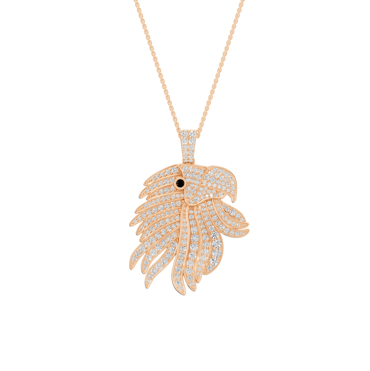 Riley Round Lab Grown Diamond Harpy Eagle Shape Halloween Pendant Necklace - Reverra Jewels Inc.