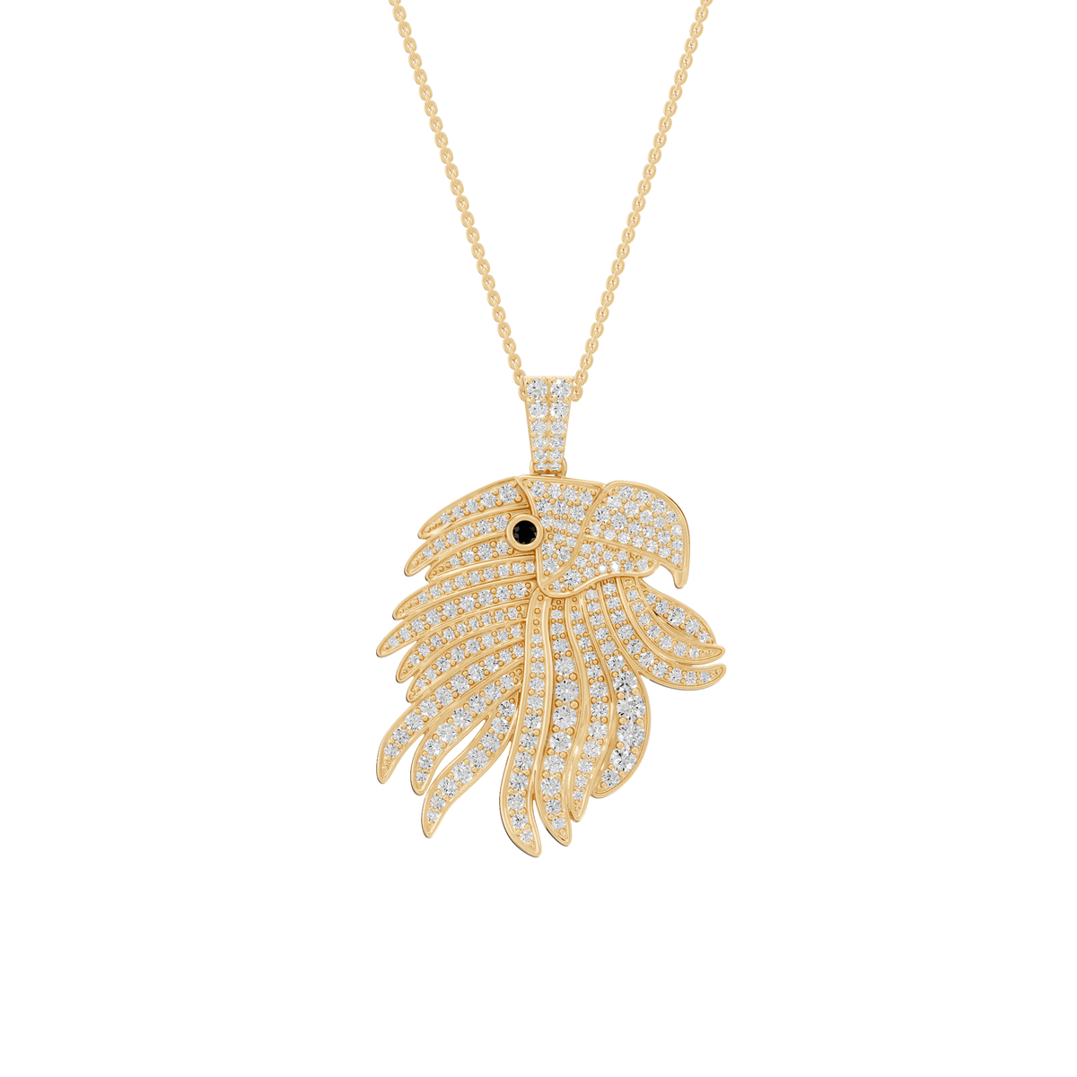 Riley Round Lab Grown Diamond Harpy Eagle Shape Halloween Pendant Necklace - Reverra Jewels Inc.
