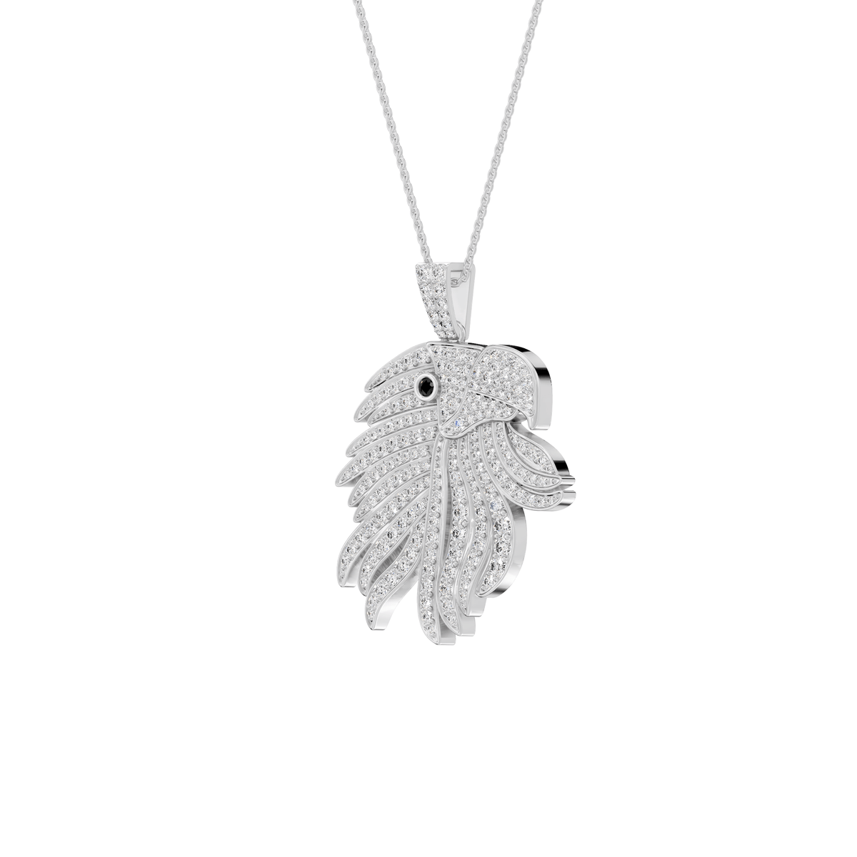 Riley Round Lab Grown Diamond Harpy Eagle Shape Halloween Pendant Necklace - Reverra Jewels Inc.