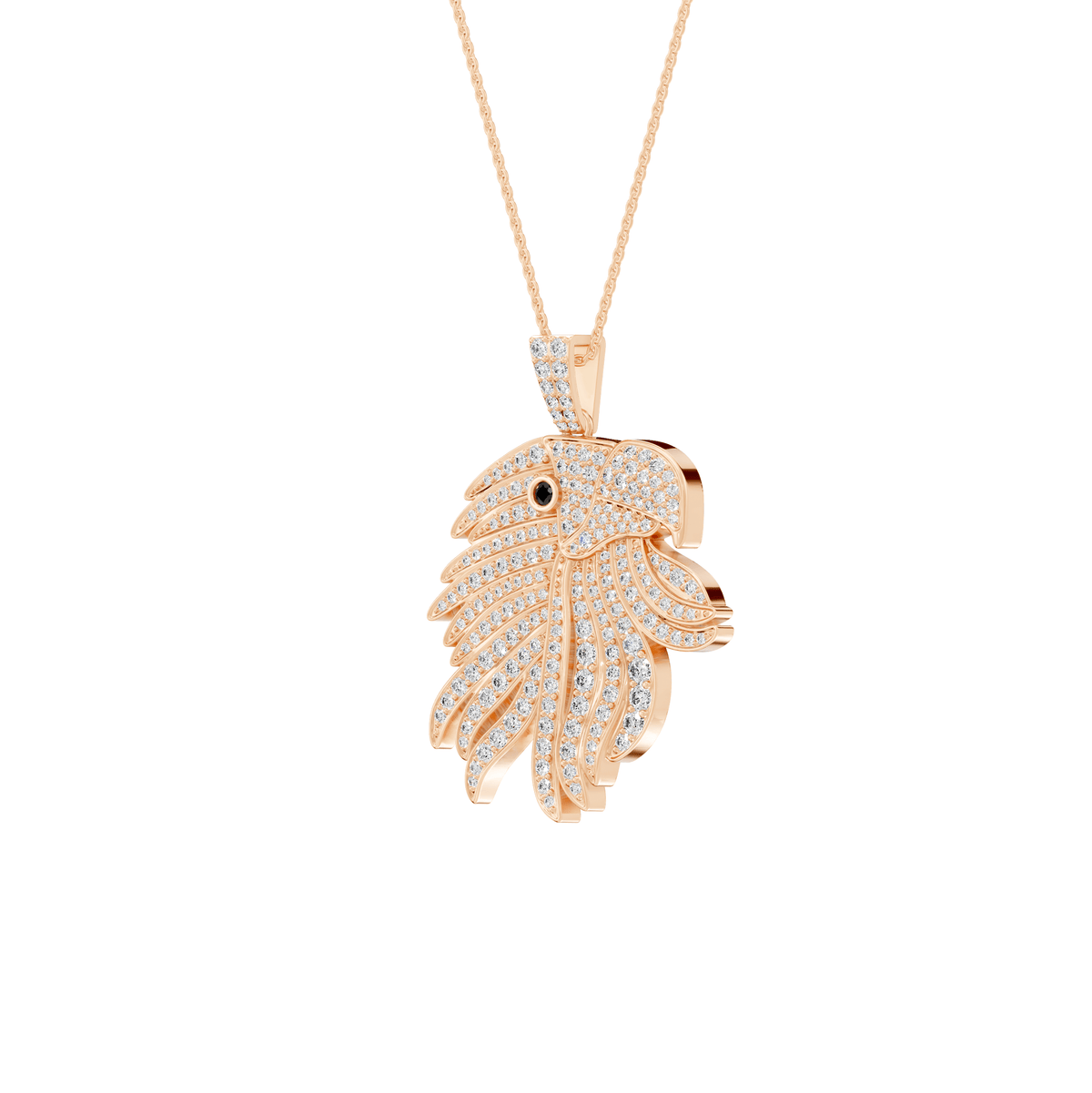 Riley Round Lab Grown Diamond Harpy Eagle Shape Halloween Pendant Necklace - Reverra Jewels Inc.