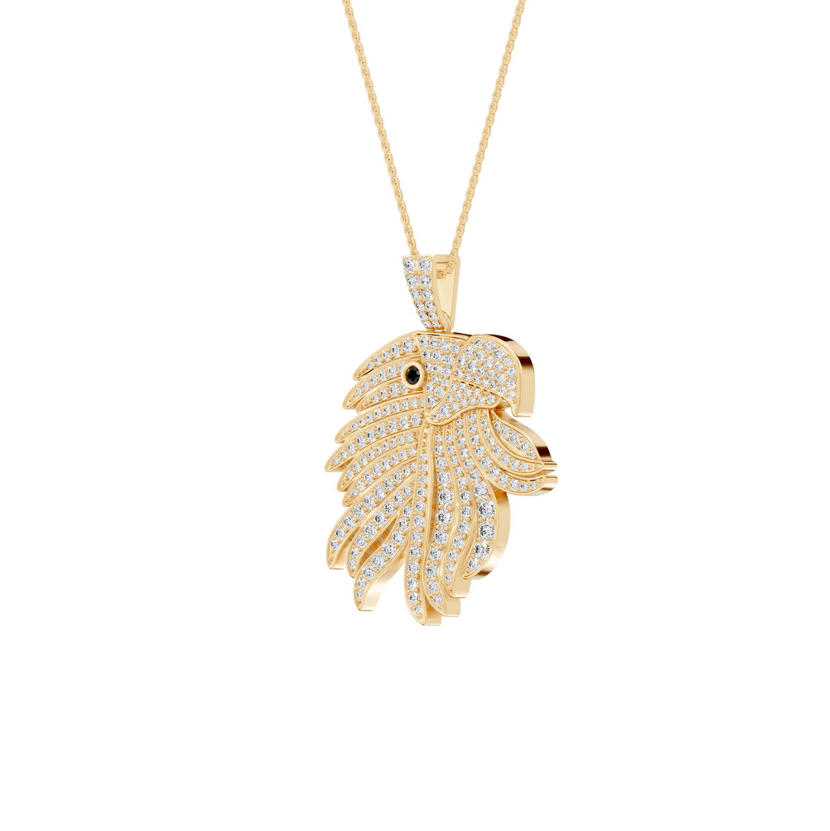 Riley Round Lab Grown Diamond Harpy Eagle Shape Halloween Pendant Necklace - Reverra Jewels Inc.