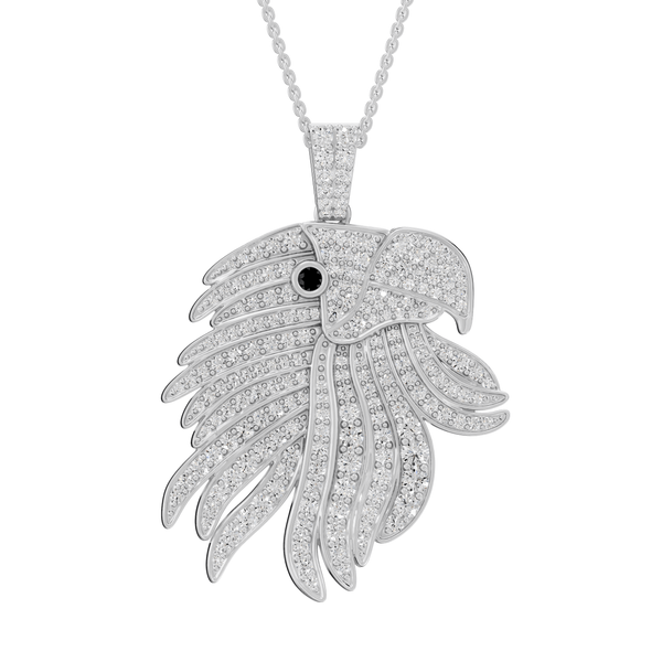 Riley Round Lab Grown Diamond Harpy Eagle Shape Halloween Pendant Necklace - Reverra Jewels Inc.