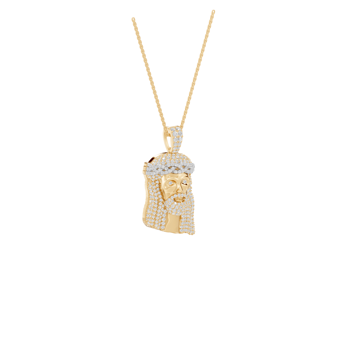 Maya Round Lab Grown Diamond Jesus Cross Halloween Pendant Necklace - Reverra Jewels Inc.