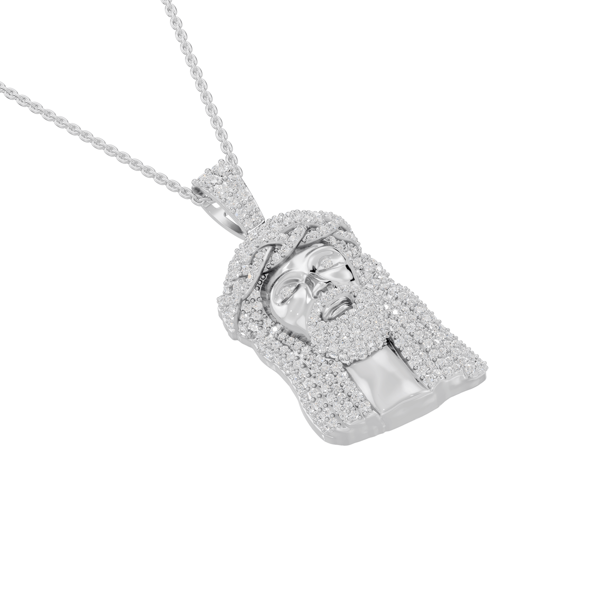 Maya Round Lab Grown Diamond Jesus Cross Halloween Pendant Necklace - Reverra Jewels Inc.