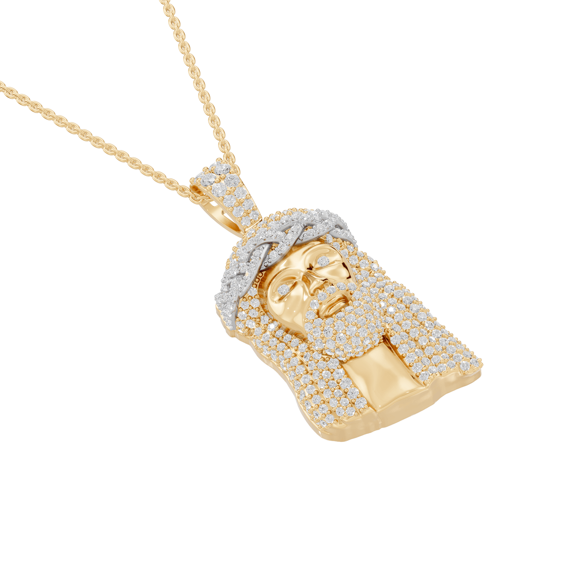 Maya Round Lab Grown Diamond Jesus Cross Halloween Pendant Necklace - Reverra Jewels Inc.