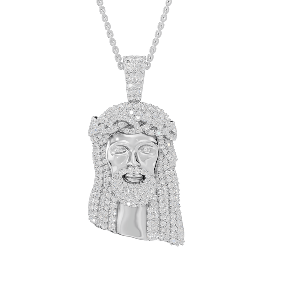Maya Round Lab Grown Diamond Jesus Cross Halloween Pendant Necklace - Reverra Jewels Inc.