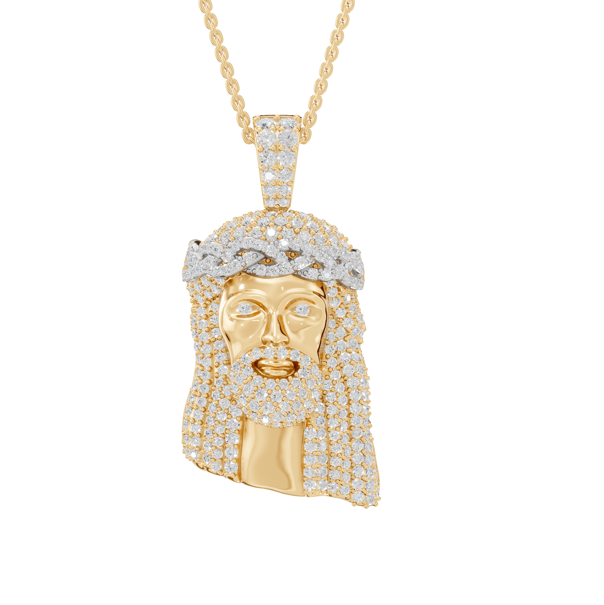 Maya Round Lab Grown Diamond Jesus Cross Halloween Pendant Necklace - Reverra Jewels Inc.