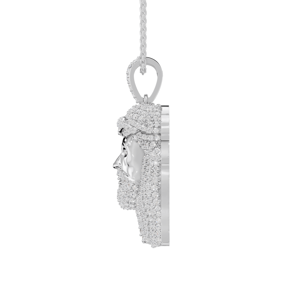 Maya Round Lab Grown Diamond Jesus Cross Halloween Pendant Necklace - Reverra Jewels Inc.