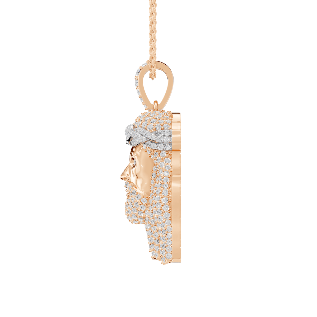 Maya Round Lab Grown Diamond Jesus Cross Halloween Pendant Necklace - Reverra Jewels Inc.