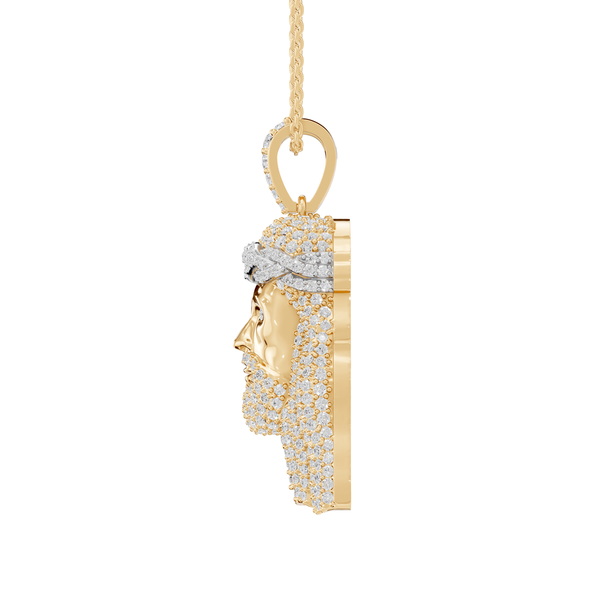 Maya Round Lab Grown Diamond Jesus Cross Halloween Pendant Necklace - Reverra Jewels Inc.