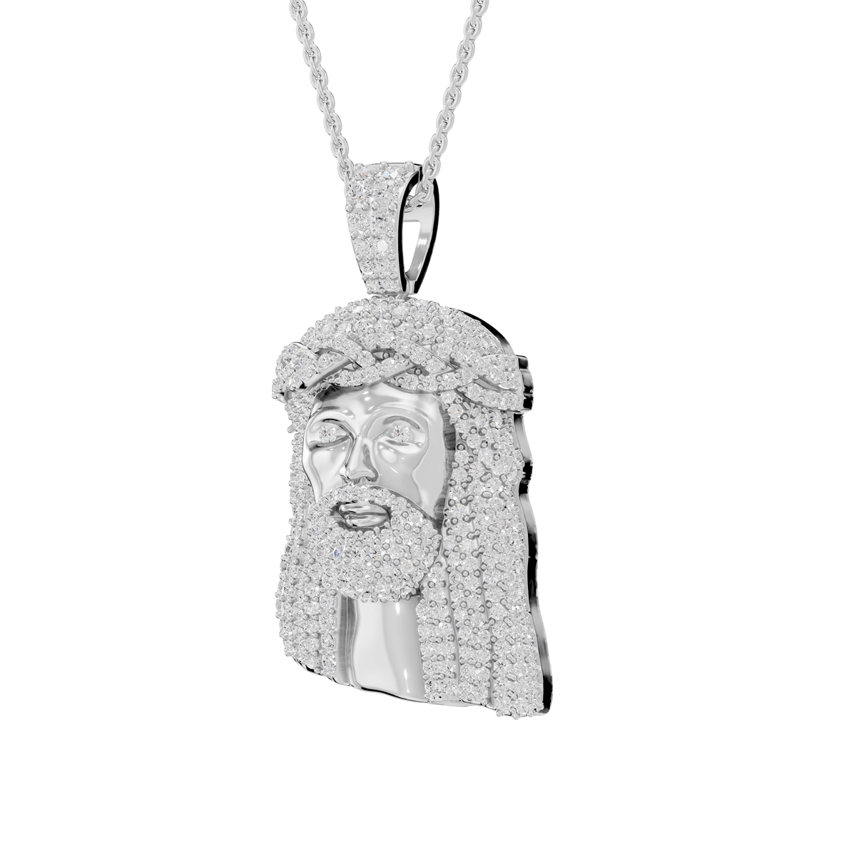 Maya Round Lab Grown Diamond Jesus Cross Halloween Pendant Necklace - Reverra Jewels Inc.