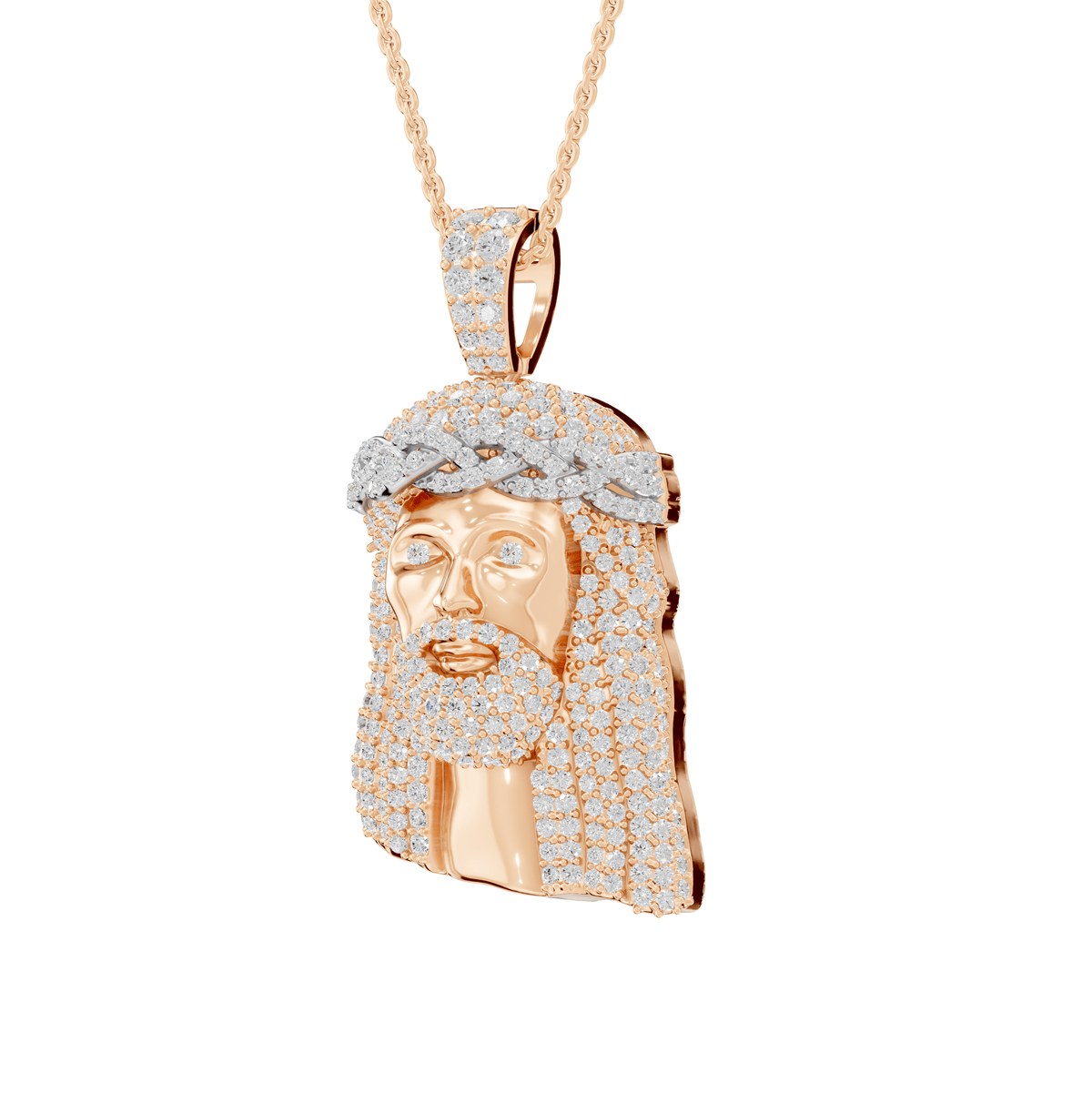 Maya Round Lab Grown Diamond Jesus Cross Halloween Pendant Necklace - Reverra Jewels Inc.