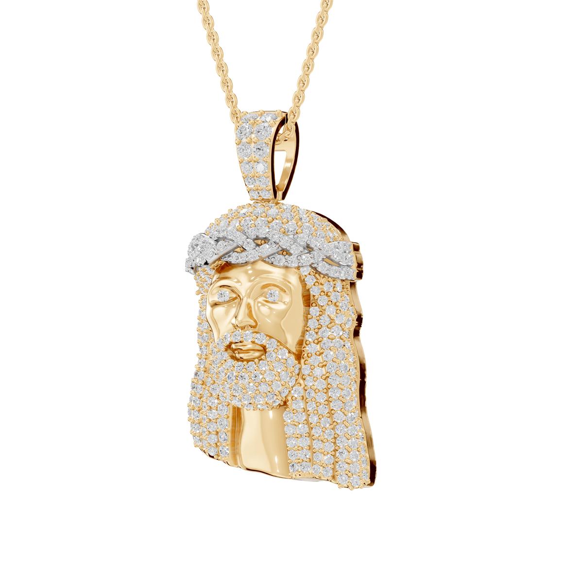 Maya Round Lab Grown Diamond Jesus Cross Halloween Pendant Necklace - Reverra Jewels Inc.