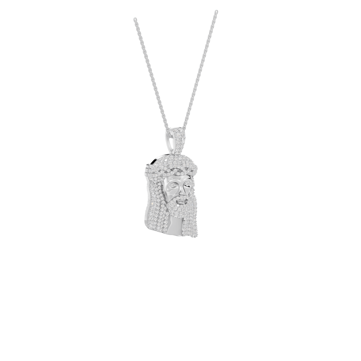 Maya Round Lab Grown Diamond Jesus Cross Halloween Pendant Necklace - Reverra Jewels Inc.