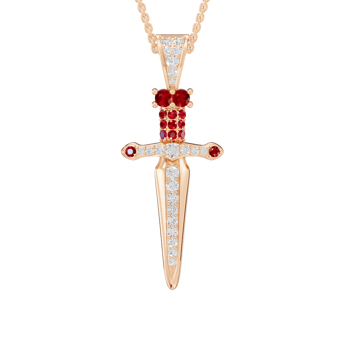 Naomi Round Lab Grown Diamond Dagger Knife Halloween Pendant Necklace - Reverra Jewels Inc.