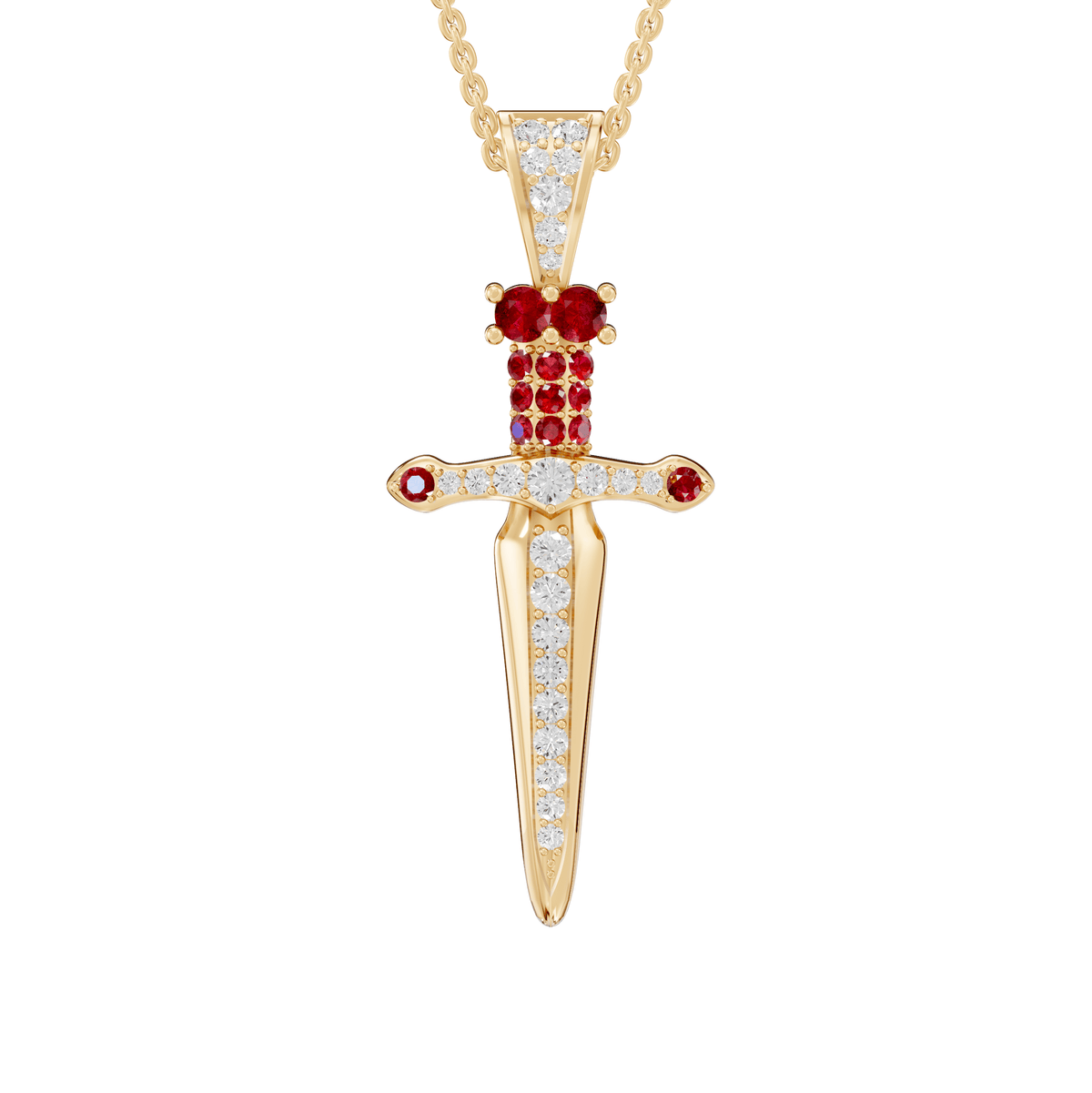 Naomi Round Lab Grown Diamond Dagger Knife Halloween Pendant Necklace - Reverra Jewels Inc.