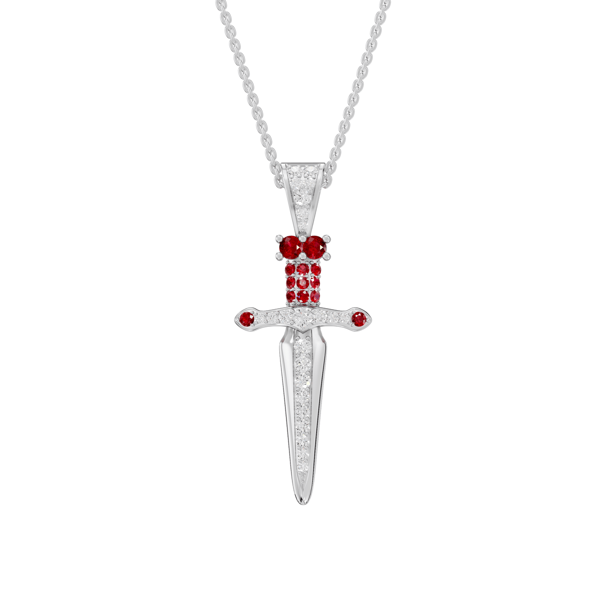 Naomi Round Lab Grown Diamond Dagger Knife Halloween Pendant Necklace - Reverra Jewels Inc.
