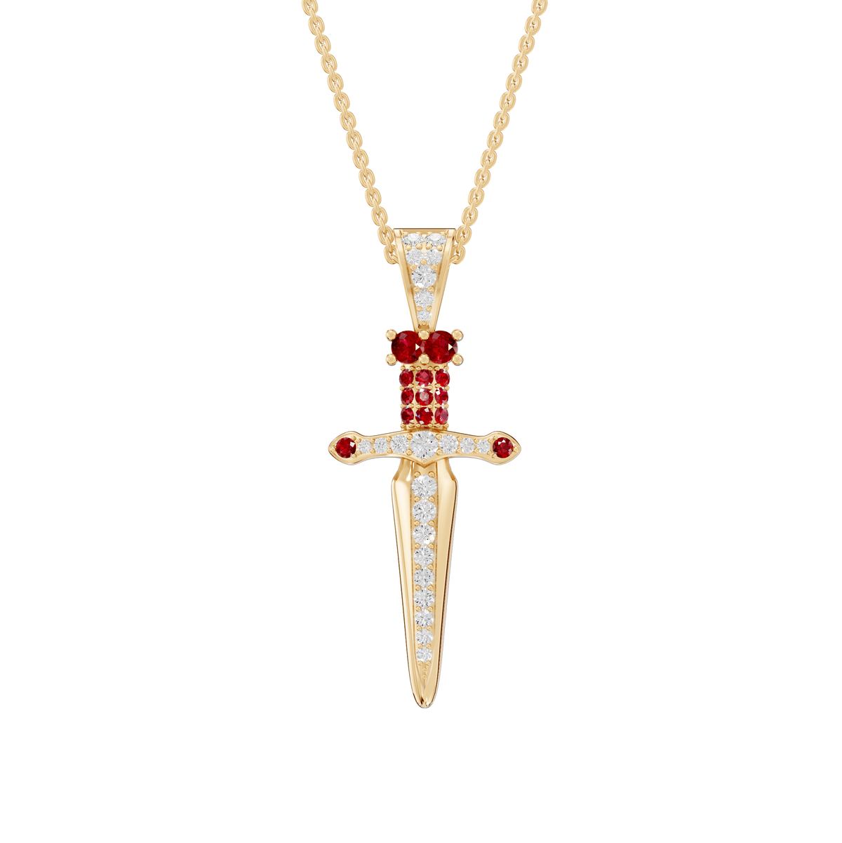 Naomi Round Lab Grown Diamond Dagger Knife Halloween Pendant Necklace - Reverra Jewels Inc.