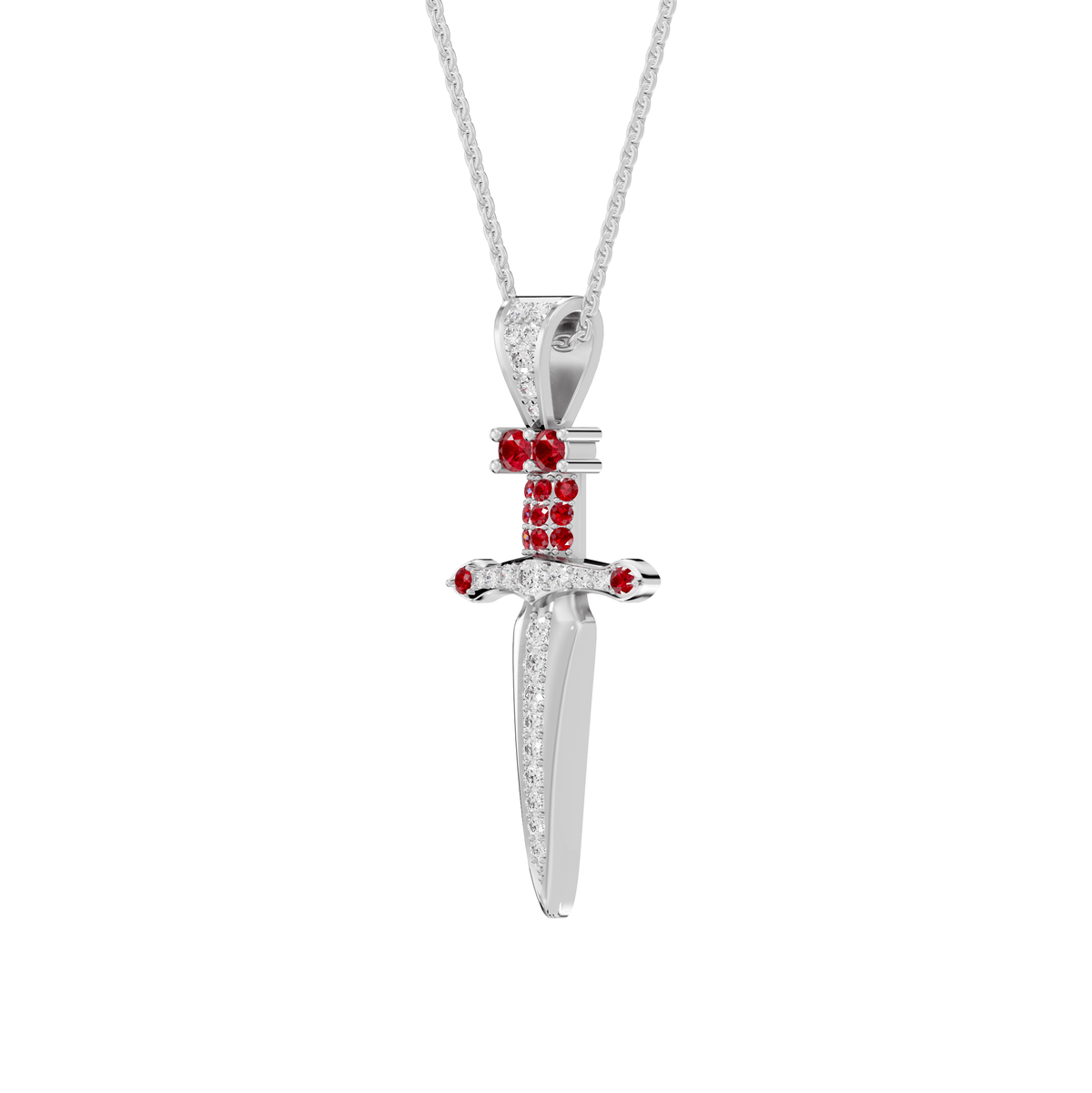 Naomi Round Lab Grown Diamond Dagger Knife Halloween Pendant Necklace - Reverra Jewels Inc.
