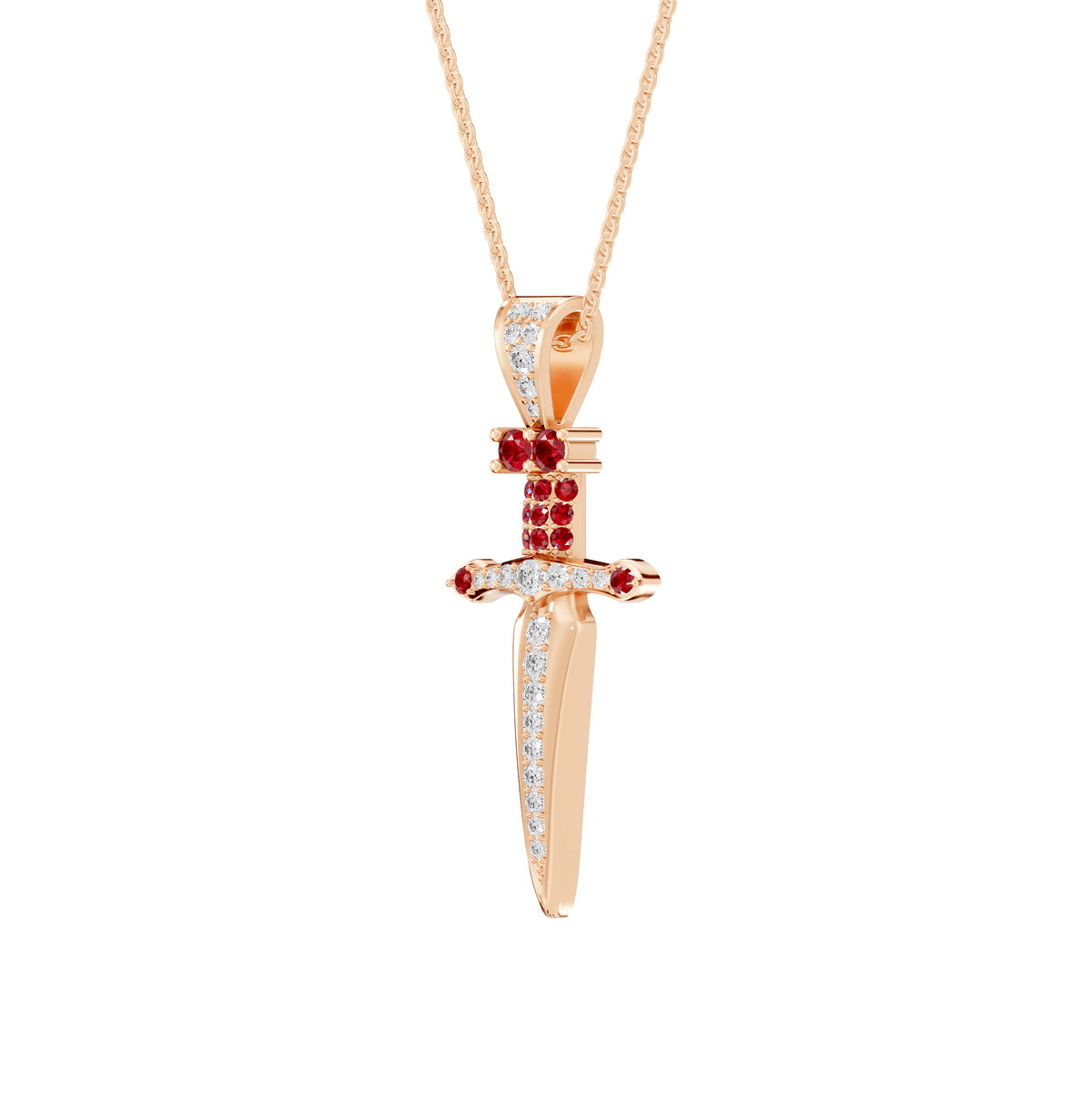 Naomi Round Lab Grown Diamond Dagger Knife Halloween Pendant Necklace - Reverra Jewels Inc.