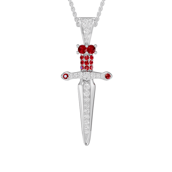 Naomi Round Lab Grown Diamond Dagger Knife Halloween Pendant Necklace - Reverra Jewels Inc.