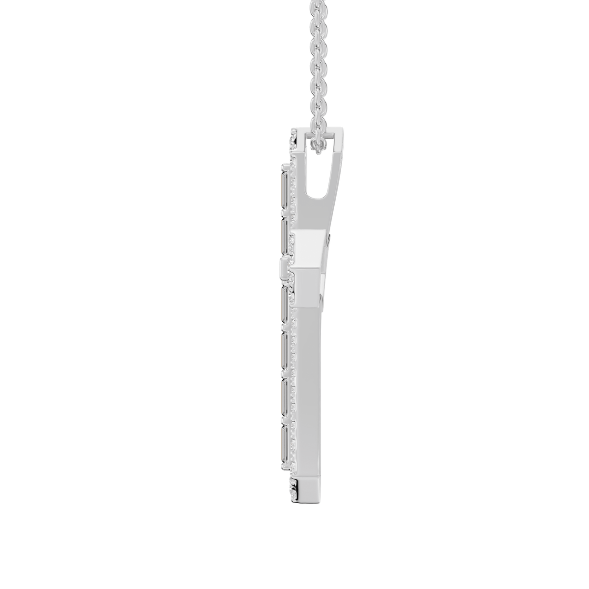 Camila Round & Baguette Lab Grown Diamond Holy Cross Halloween Pendant Necklace - Reverra Jewels Inc.