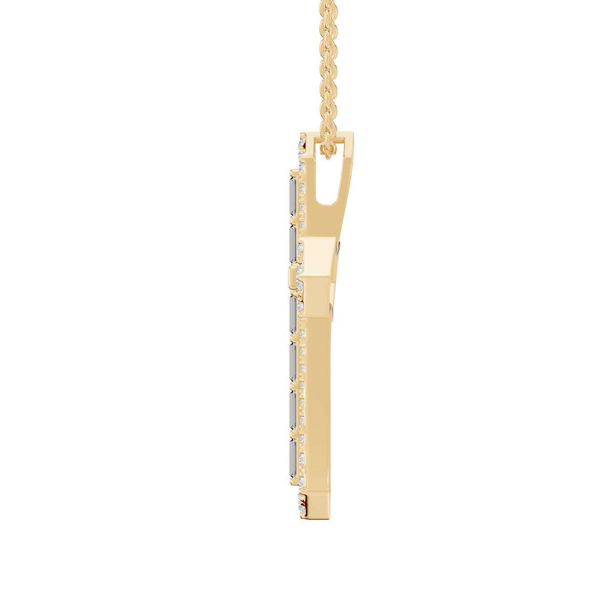 Camila Round & Baguette Lab Grown Diamond Holy Cross Halloween Pendant Necklace - Reverra Jewels Inc.