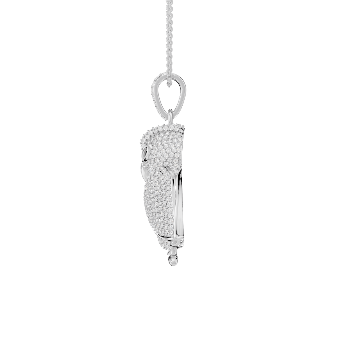 Lucy Round Lab Grown Diamond Owl Shape Halloween Pendant Necklace - Reverra Jewels Inc.